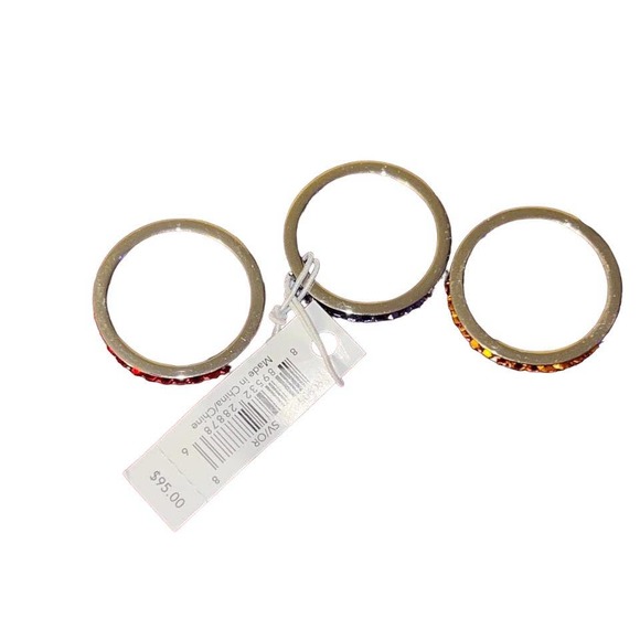 Coach Rainbow Ring Set Stackable Swarovski Crystals 90905 Size 8 NWT $95 - Picture 3 of 4